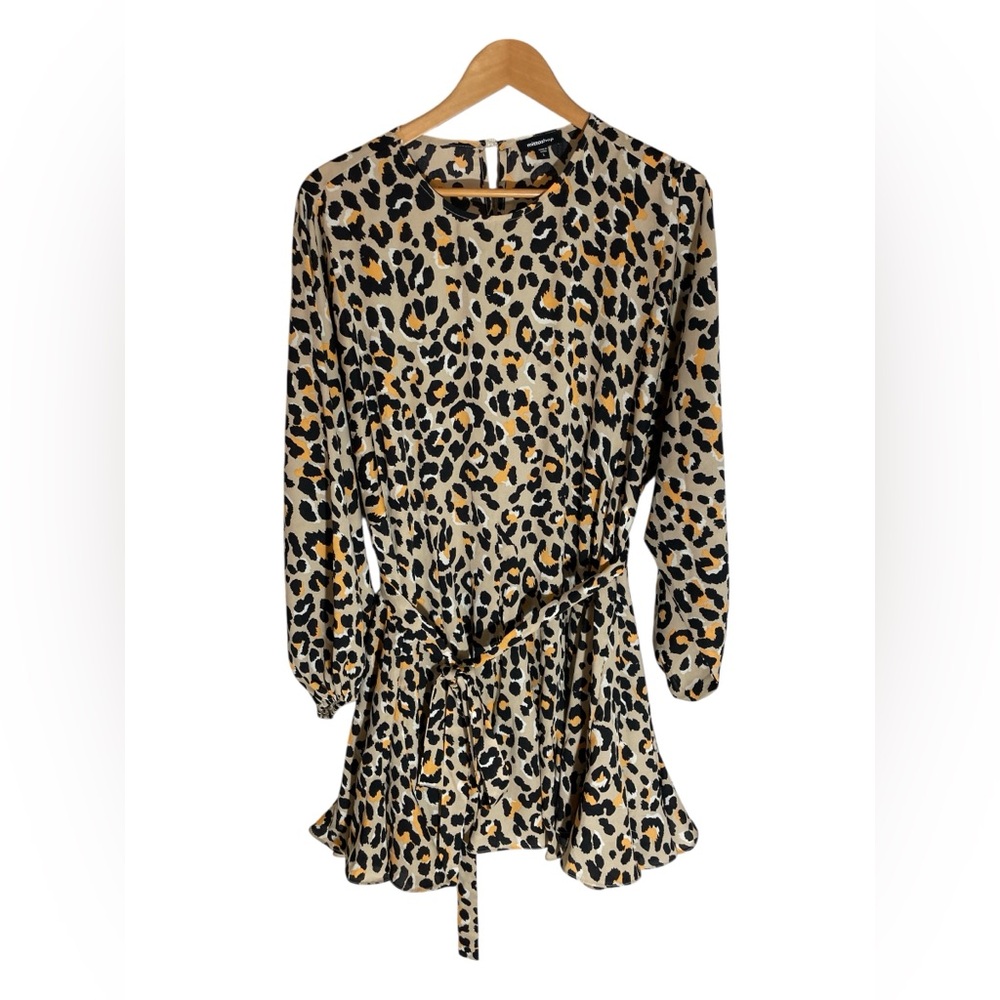 B7- Mittoshop Brown and Black Tie Front long Sleeve Blouse